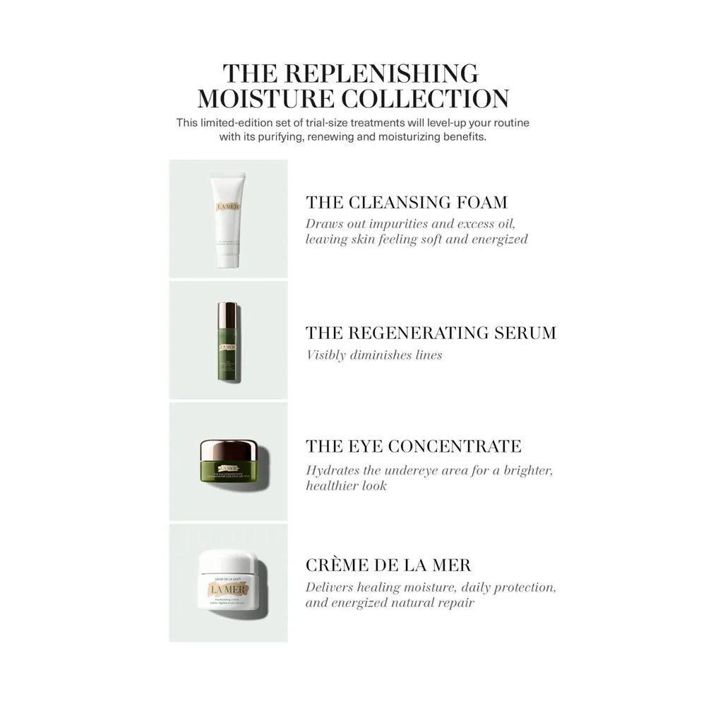 La Mer The Replenishing Moisture Collection | The Cleansing Foam 30ml + The Regenerating Serum 5ml + The Eye Concentrate 5ml + The Moisturizing Cream 15ml